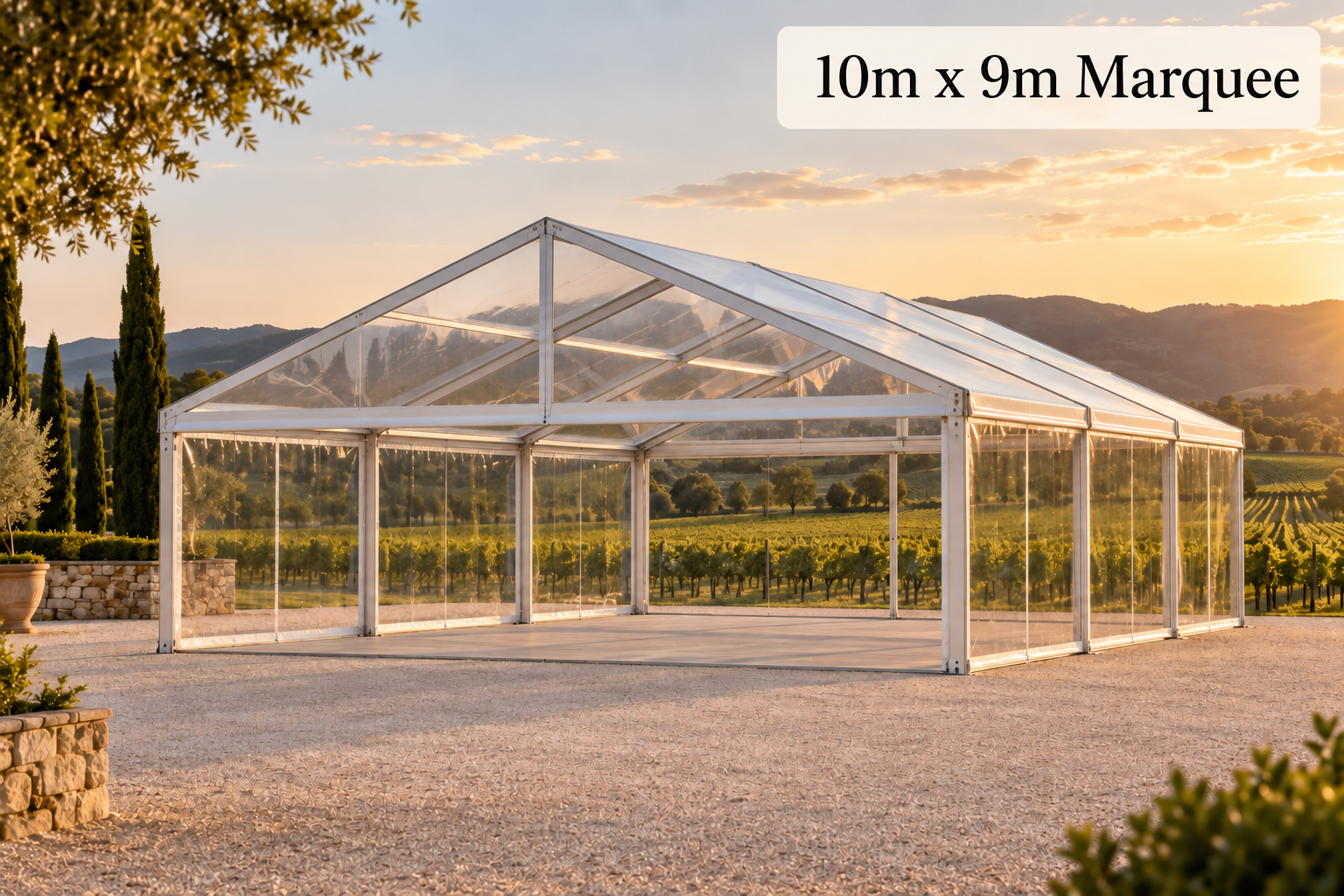 10m x 9m Clear Span Marquee