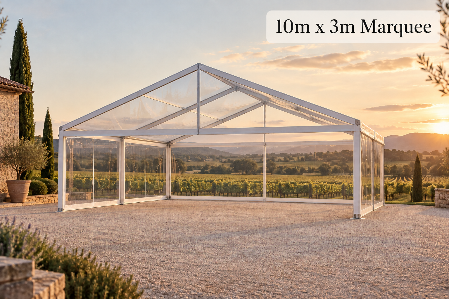 10m x 3m Clear Span Marquee