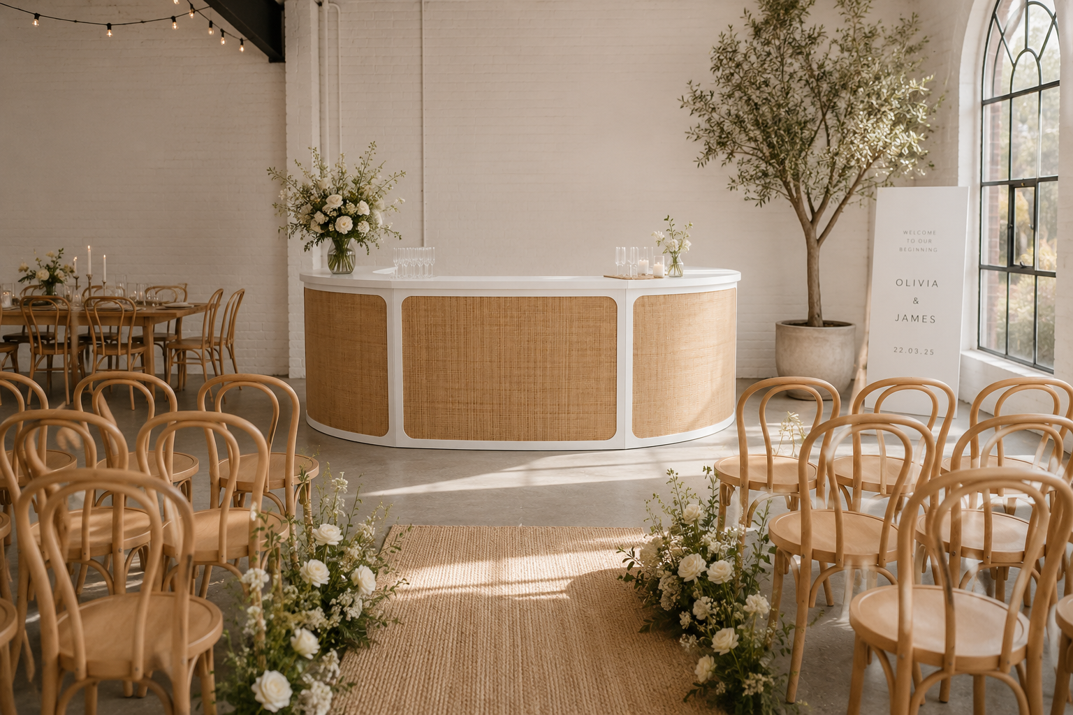 curved white bar