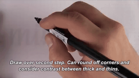 And finally, we draw over the second step to refine the letters even further. 