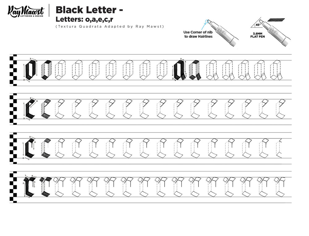 Gothic Calligraphy Template Worksheet For Beginner