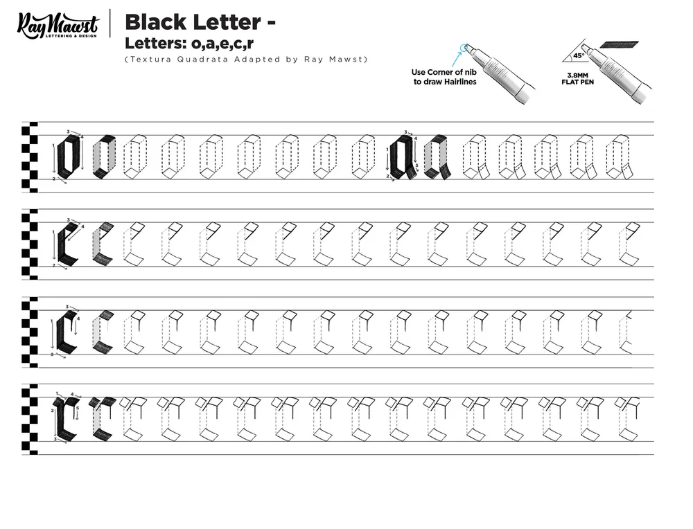 black letter worksheets free font ray mawst lettering design