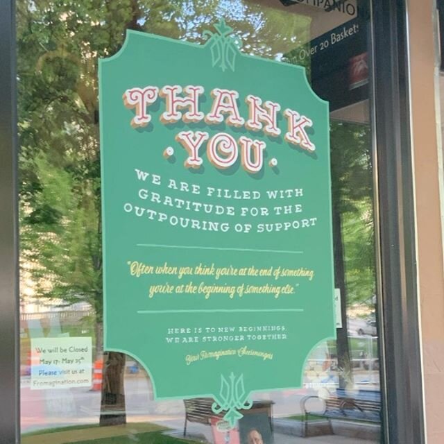 Stoked on how this Thank You window came out for @fromagination &mdash;- Thanks for commissioning this project Ken! &mdash;- For anyone considering a mural or window painting, I am currently taking on new projects. Please email me at Ray@RayMawst.com