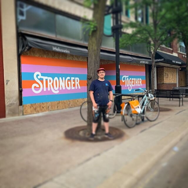 We are Stronger Together. &mdash;&mdash;-Stoked to have been able to beautify the boarded up storefronts of @littleluxuriesmadison and @anthology230 on State Street, here in Madison. &mdash;&mdash; Big thanks to @emilybluestar for getting me involved