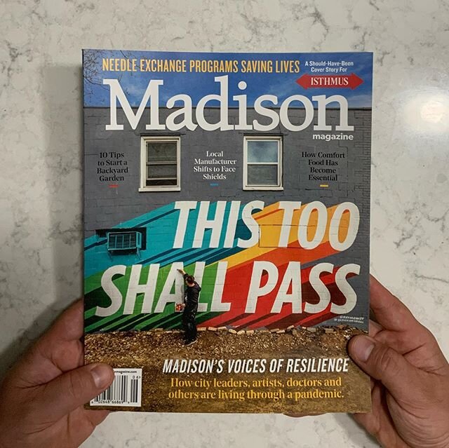 Crazy to see myself on the cover of @madisonmagazine ! On shelves now. - This mural was a response to the fear and uncertainty that Covid-19 had thrust upon us all. I wanted to create a piece of large-scale artwork that could bring on a sense of comf