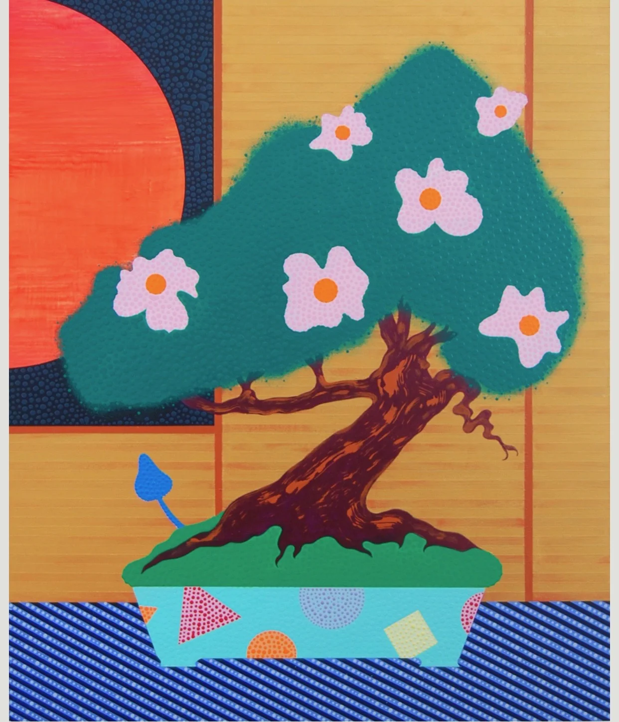  Eric Hibit, "Flowering Bonsai" acrylic on panel, 20” x 16”, 2017