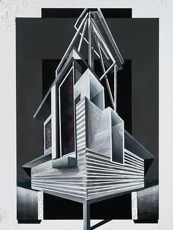 Amir Hariri, Facade StudyII , 2017, Oil and acrylic on board, 20" x 16"