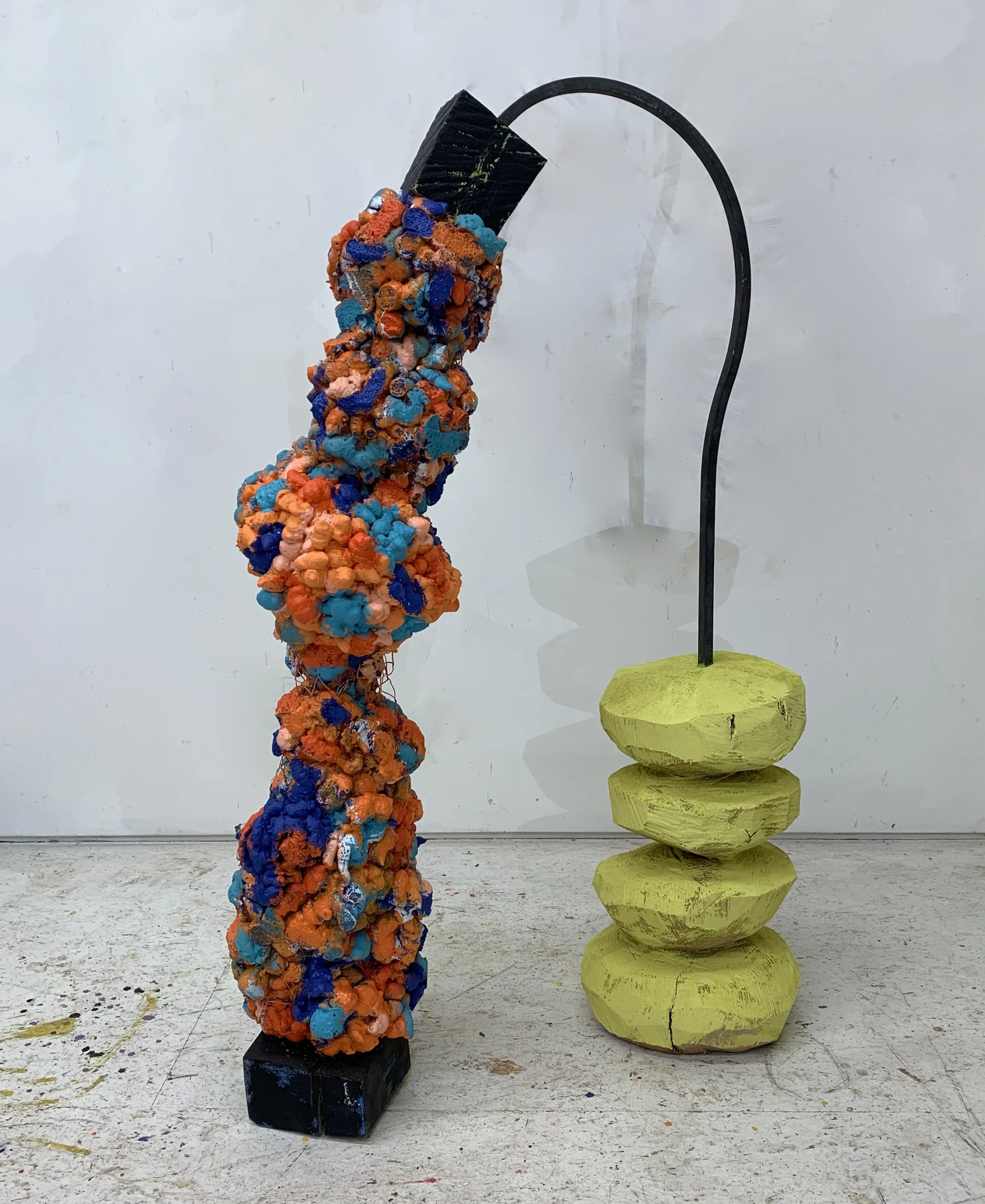  Wood, steel, chicken wire, spray foam and stain 