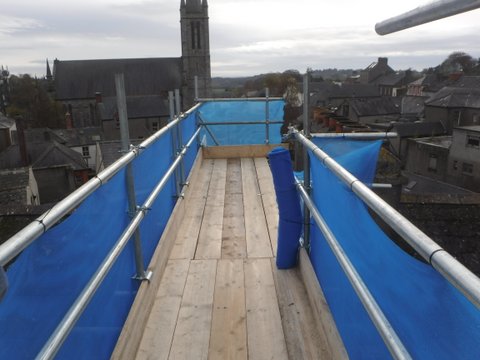 Gantry walkway with handrail detail.
