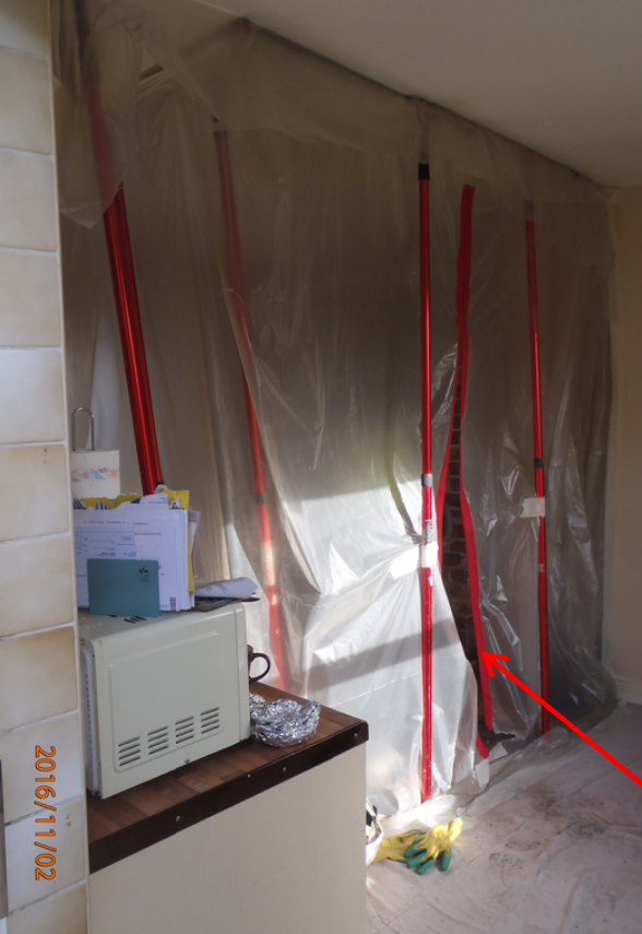 Dust screen in place to minimise dust.