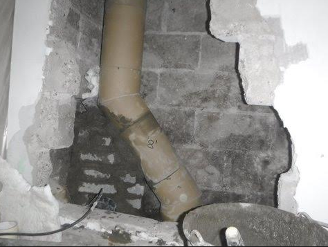 One of the twin flue systems being installed.