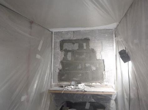 Chimney breast made good and ready for plaster rendering.