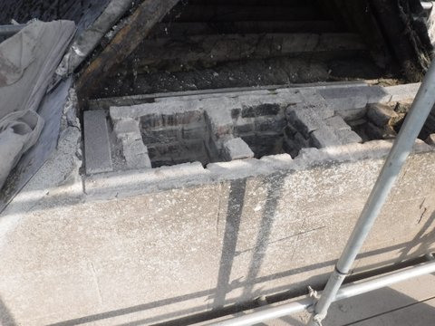 Mid feather walls removed to roof level.