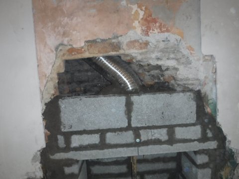 New flue in place