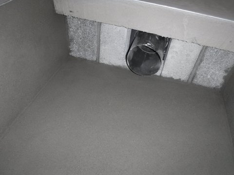 View inside opening to transition piece.
