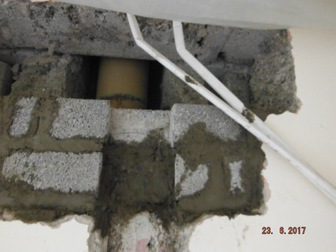 Ducting track formed in block work prior to rendering.
