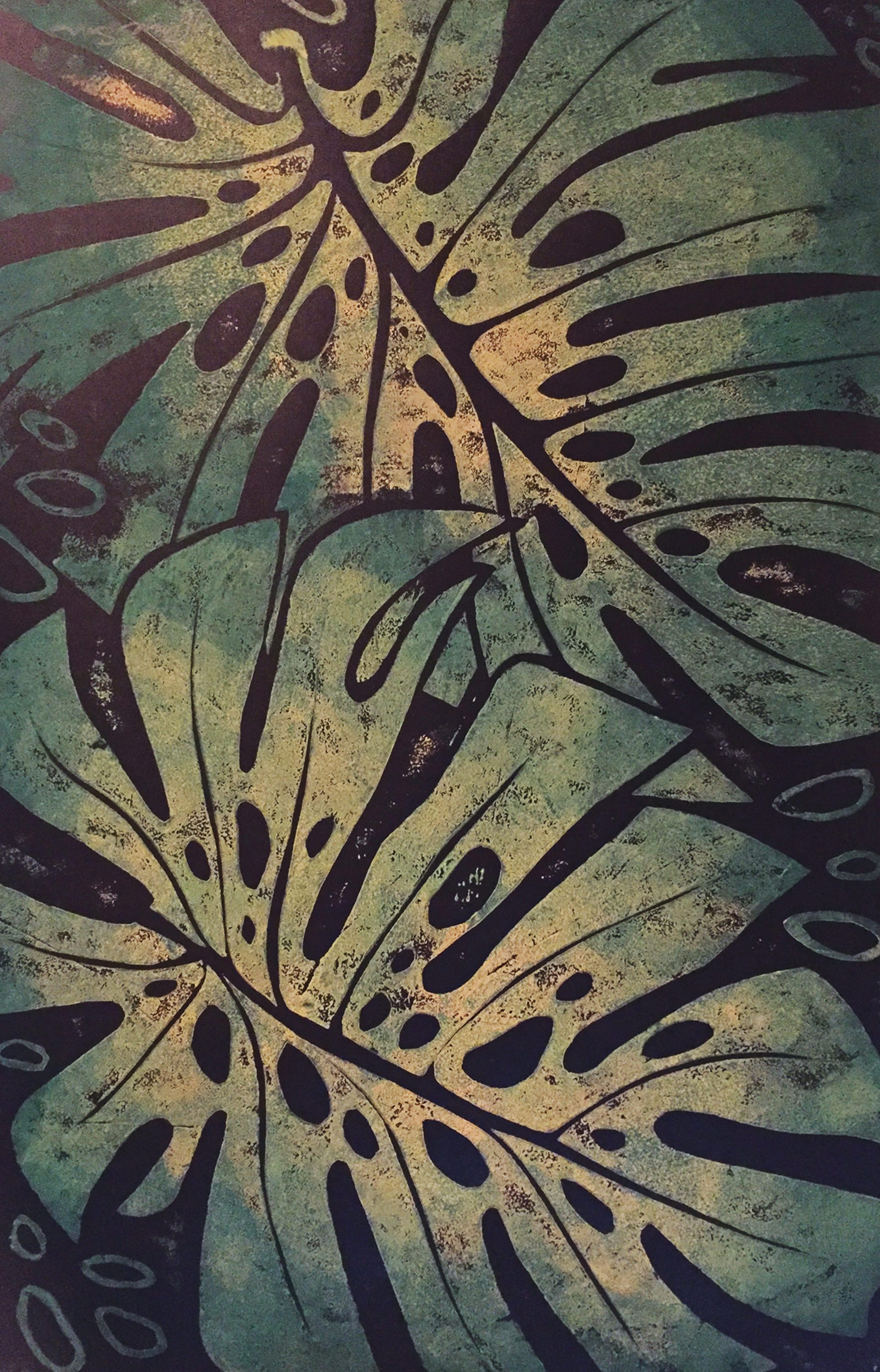 Monstera - Hand Rubbed Collograph