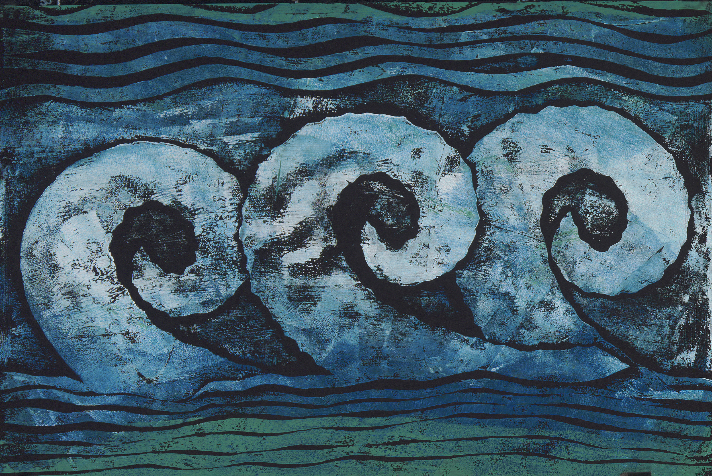 Waves in the Wind - Hand Rubbed Collograph