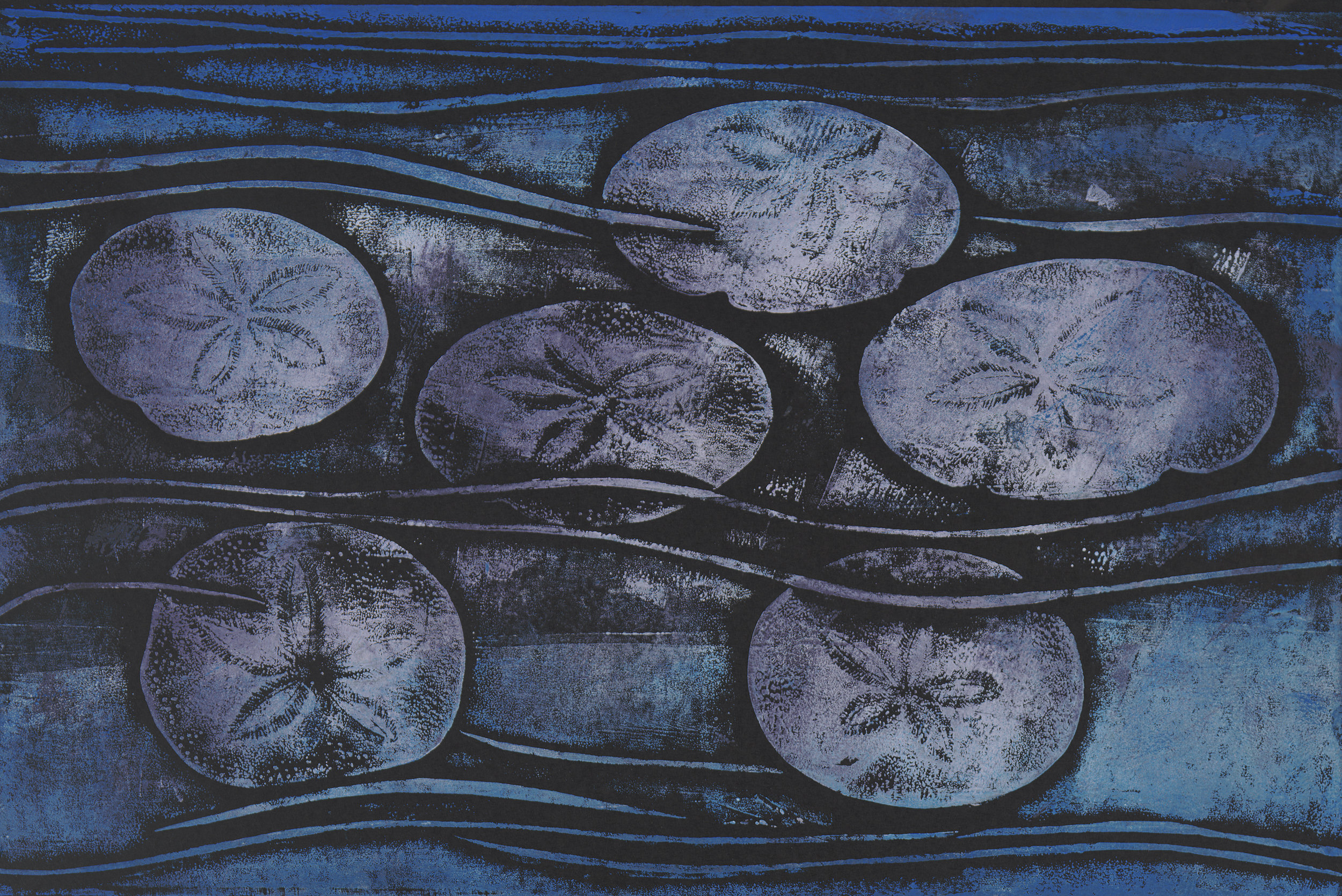 Shore Sand Dollars - Hand Rubbed Collograph