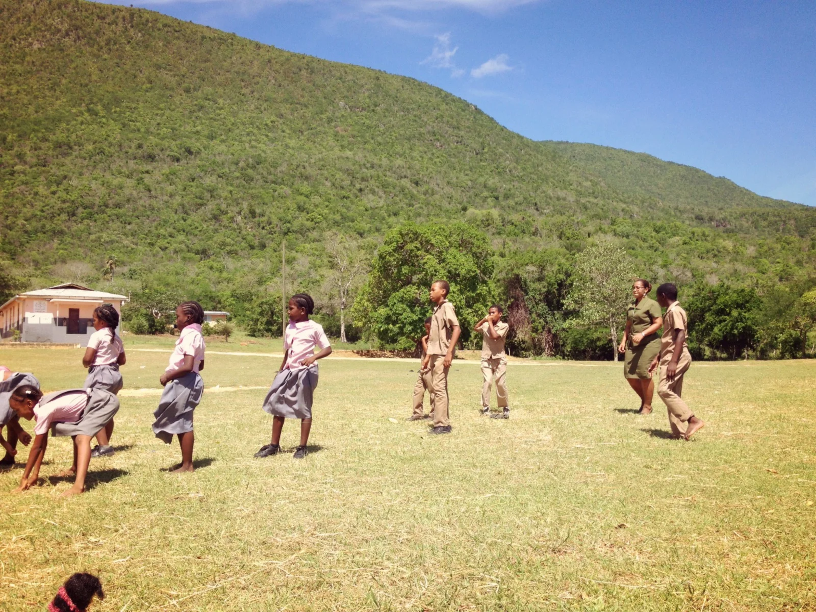 Dodgeball on the school field.