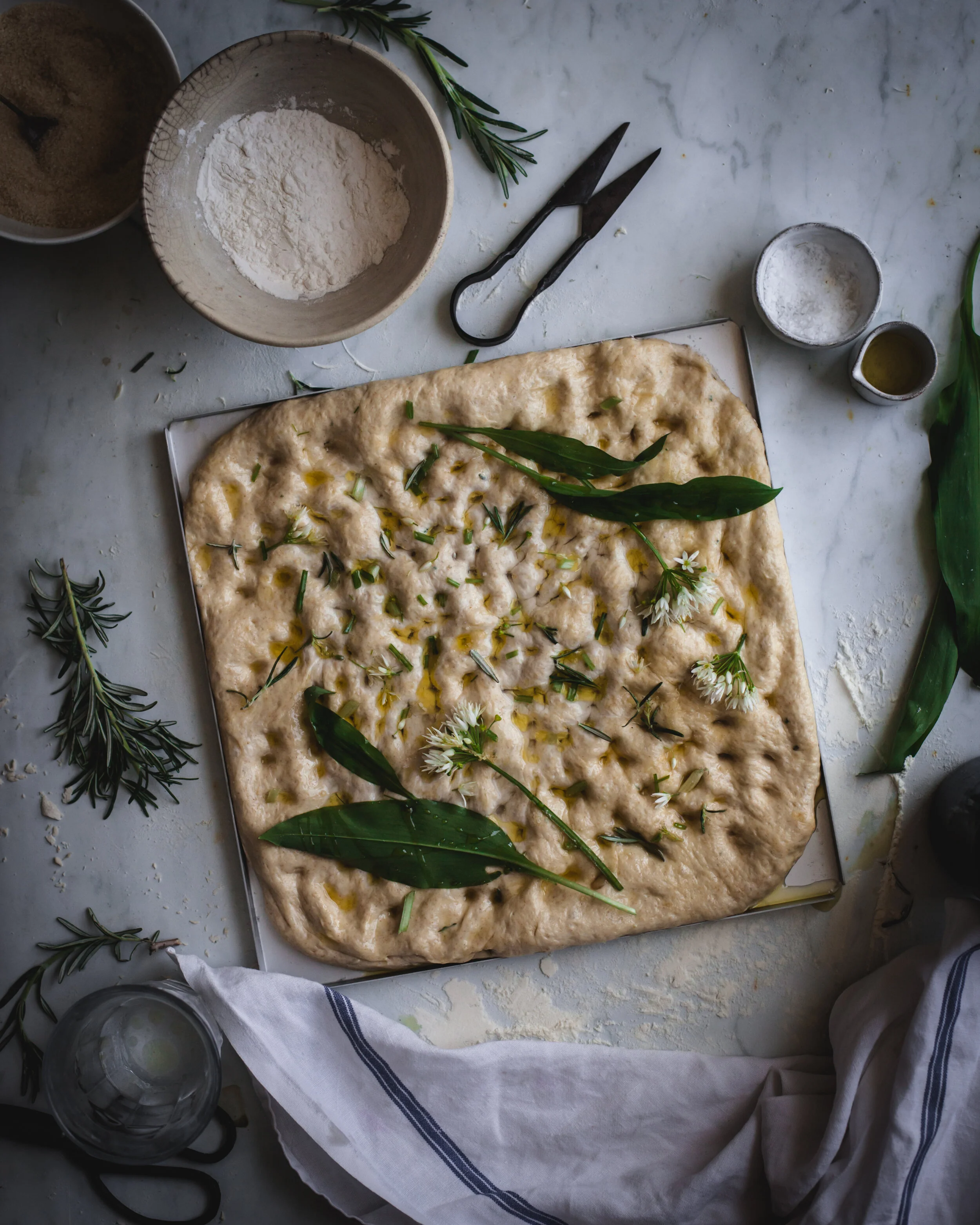 Nokneading focaccia with spring herbs — salvia+limone