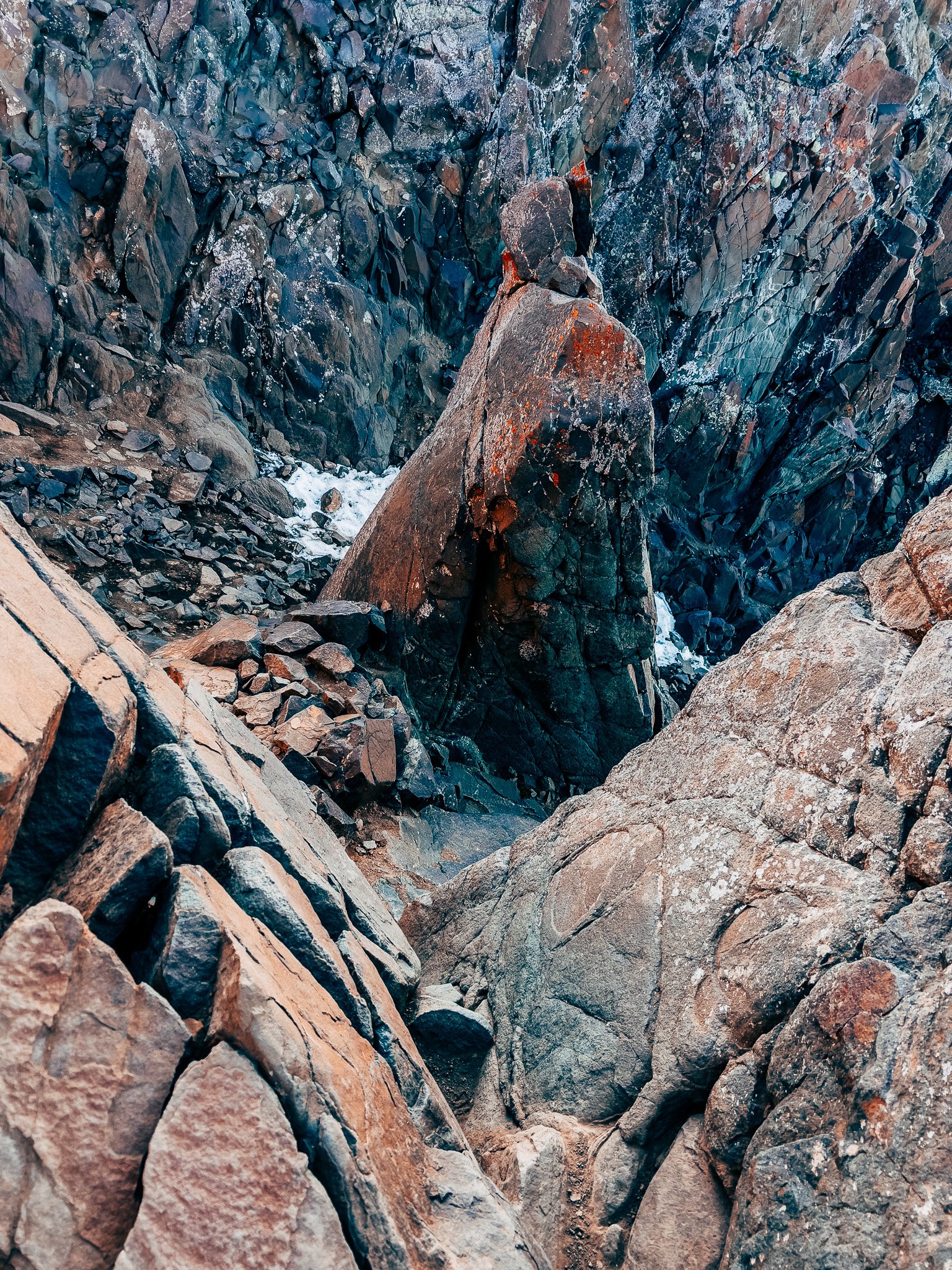 The V-notch crux on Mount Sneffels