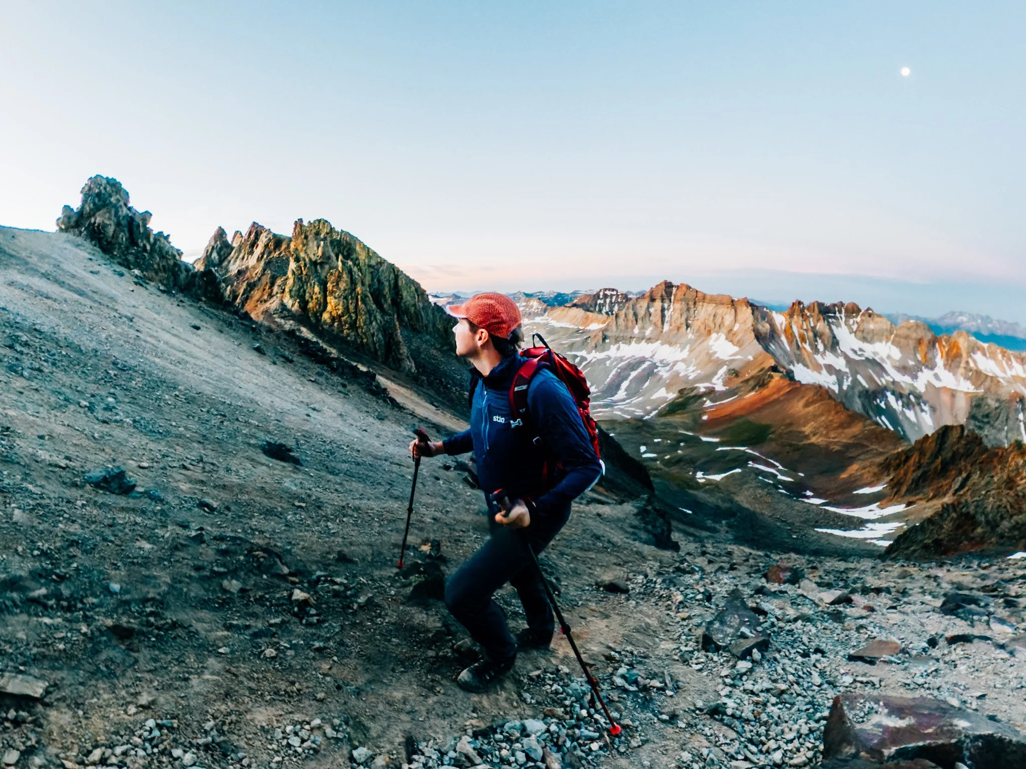 The steep upper portion of the scree field on Mount Sneffels