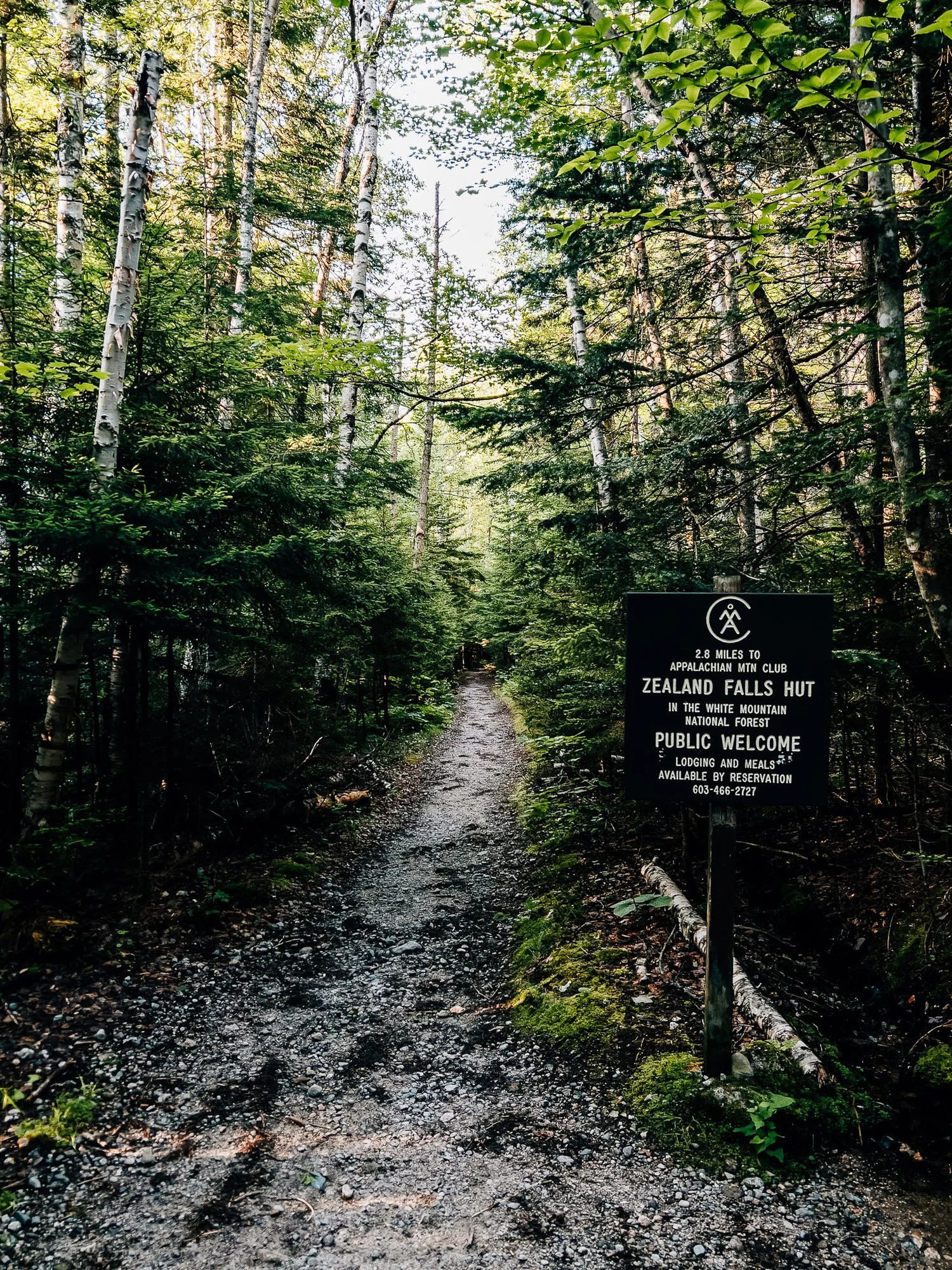Zealand Falls Hut sign at the start of the trail