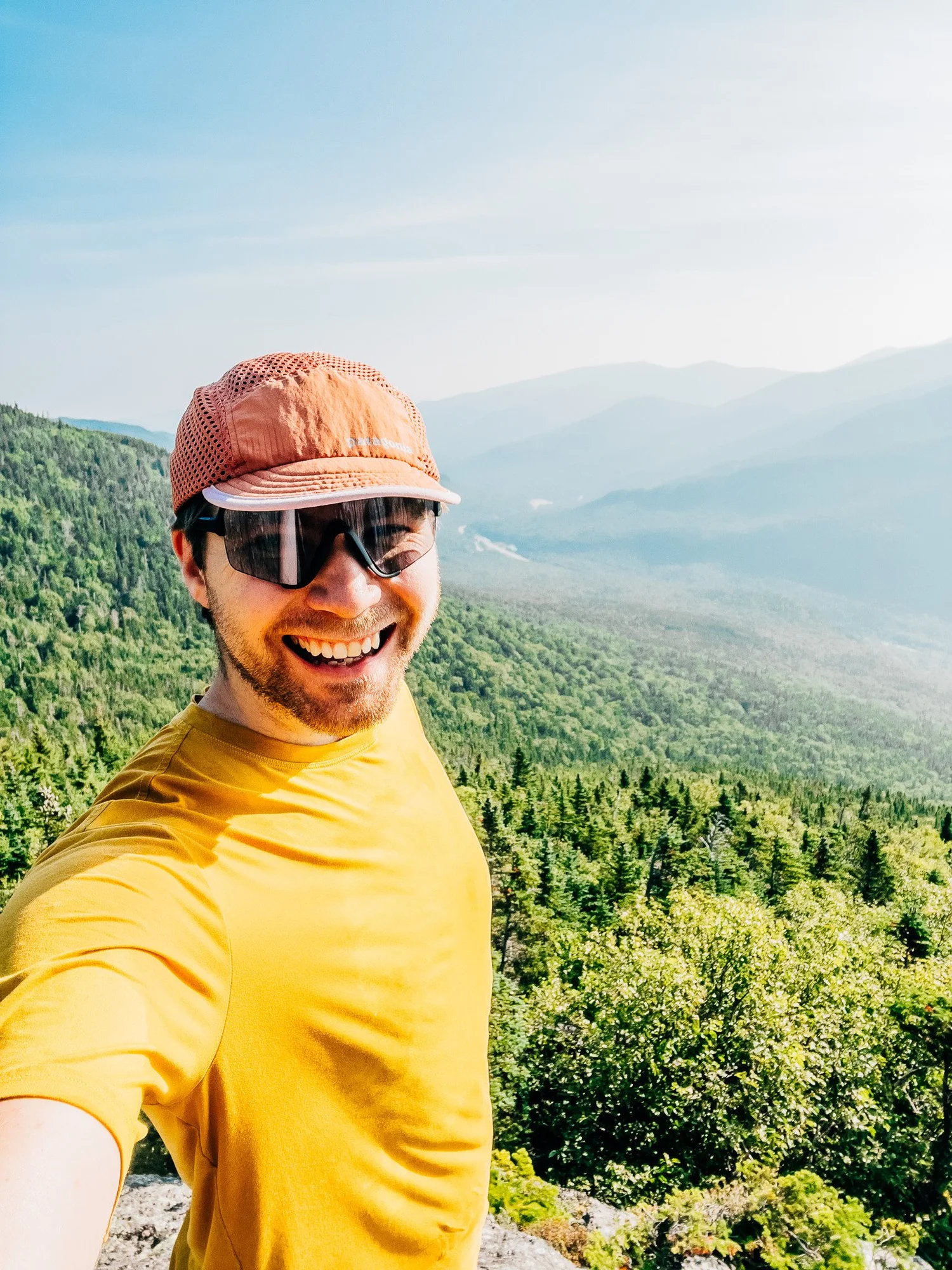 Breaking above treeline with views over Pinkham Notch