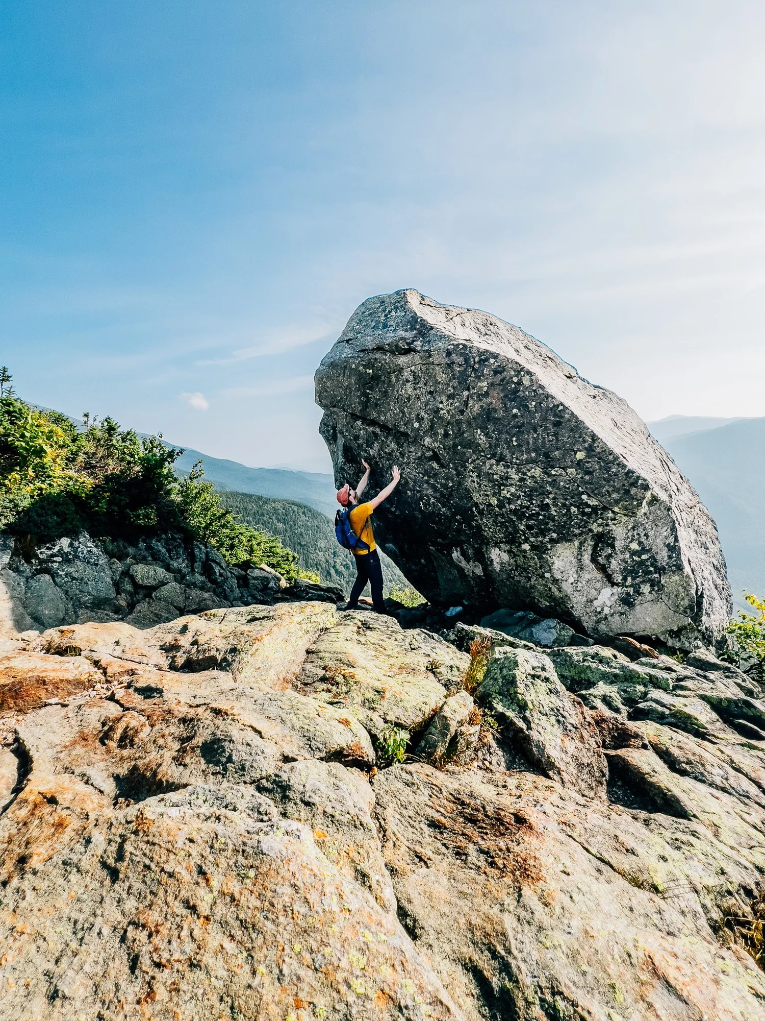 Morning haze over Pinkham Notch from Glen Boulder