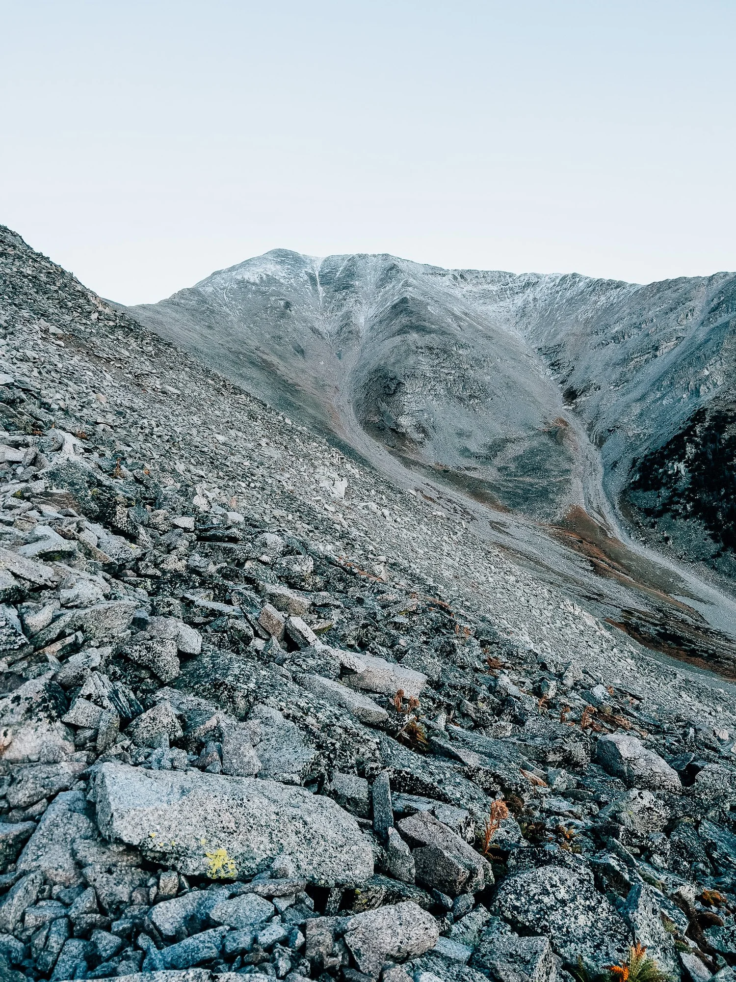 Snow-covered summit of Mount Princeton after an overnight dusting