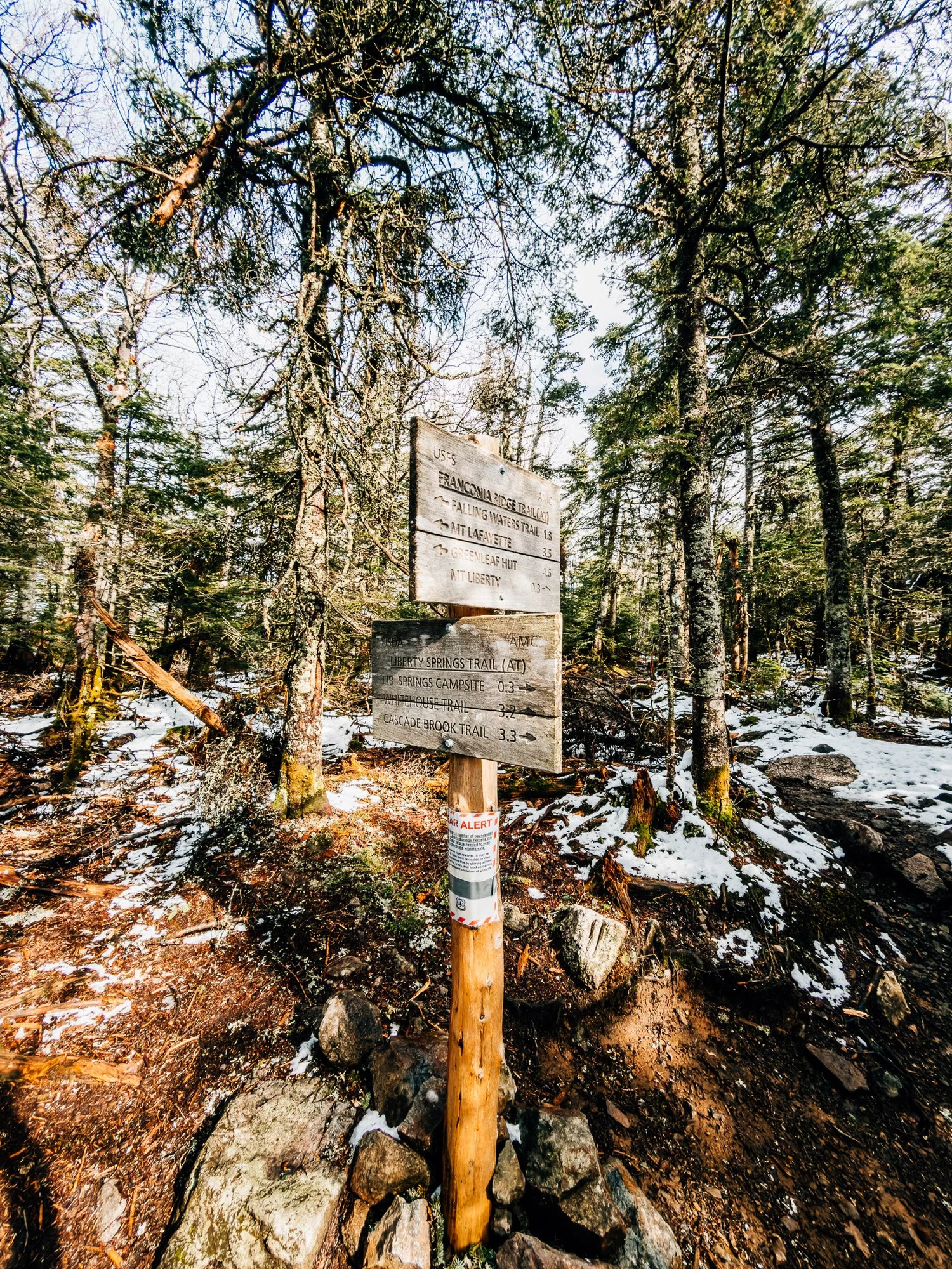 The Franconia Ridge trail junction