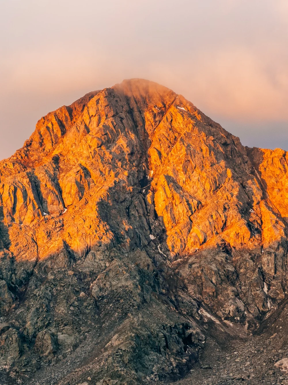 Summit in alpenglow