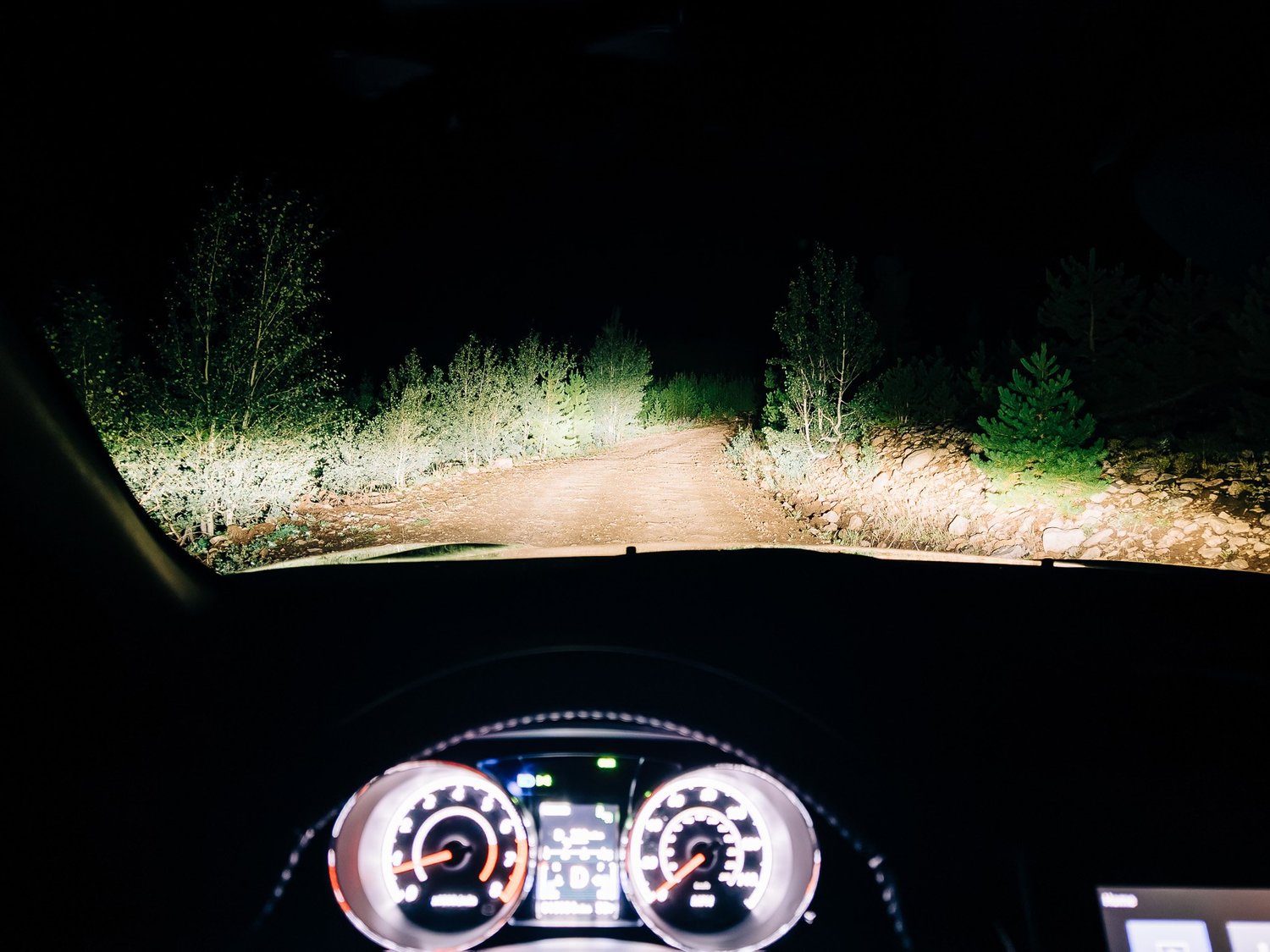 Tigiwon Road at night on the drive to the Half Moon Trailhead