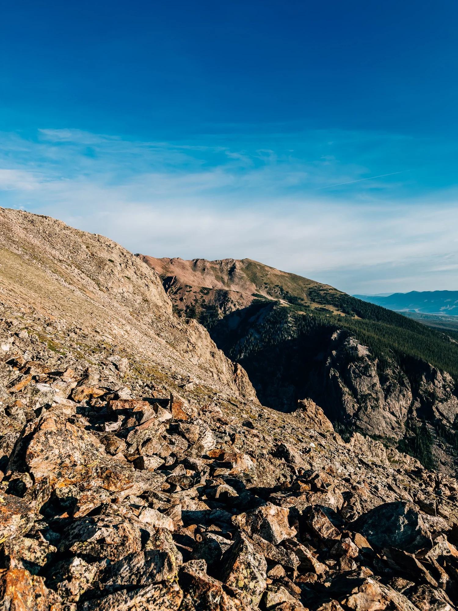 Middle of the boulder field on Mount Buffalo, looking north toward the Gore Range