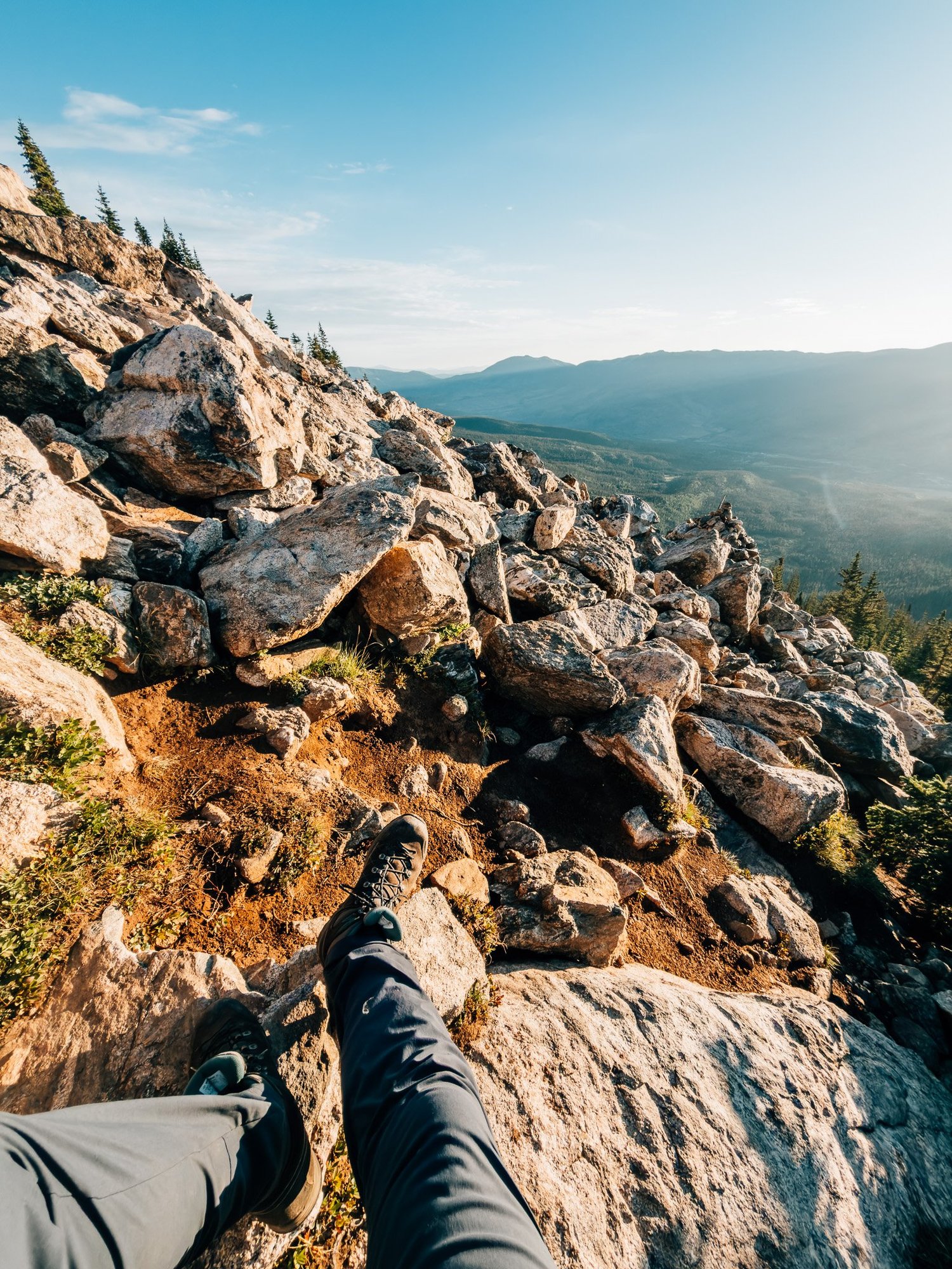 Taking a break before committing to the boulder field scramble on Mount Buffalo