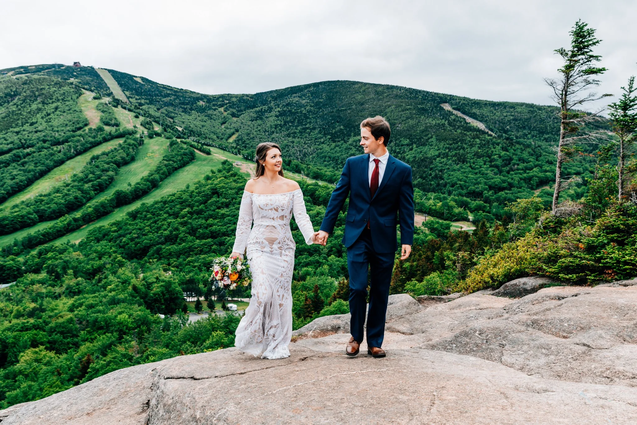 Summer view in Franconia Notch in the White Mountains of New Hampshire