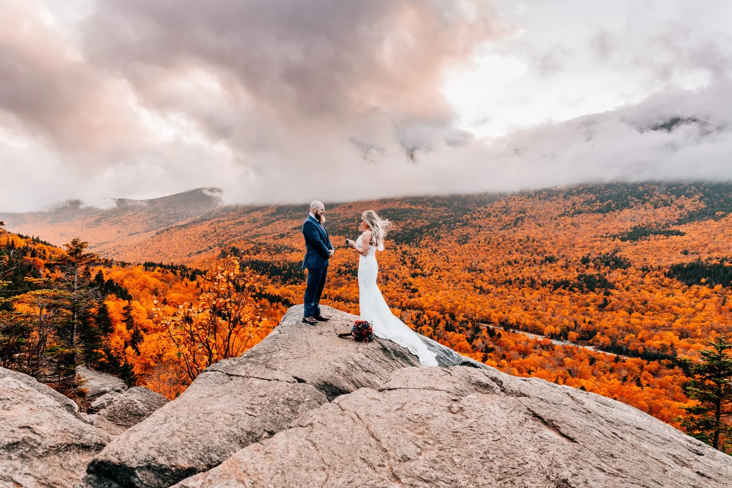 Fall foliage elopement at Pinkham Notch in the White Mountains, New Hampshire