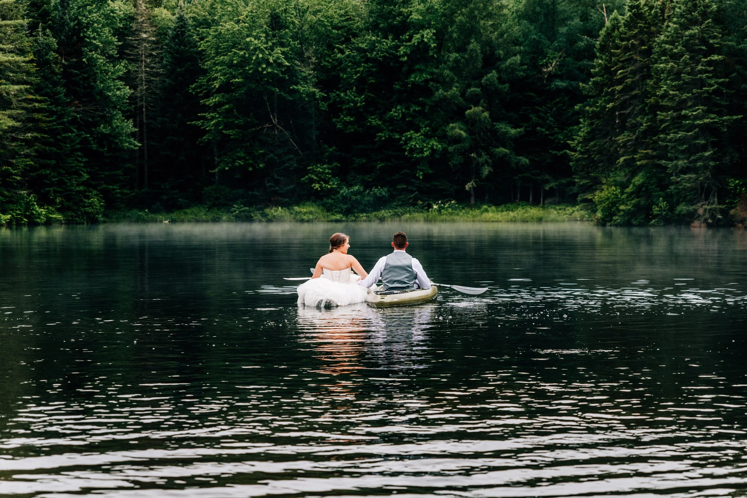 Couple in the mountains on their elopement day