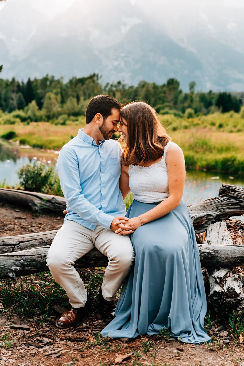 Engagement session in Jackson Hole beneath the Grand Tetons, Wyoming
