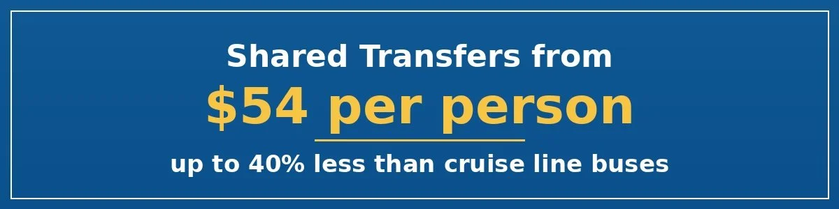 Anchorage to Whittier cruise shuttle from $54 per person — 40% less than cruise line buses