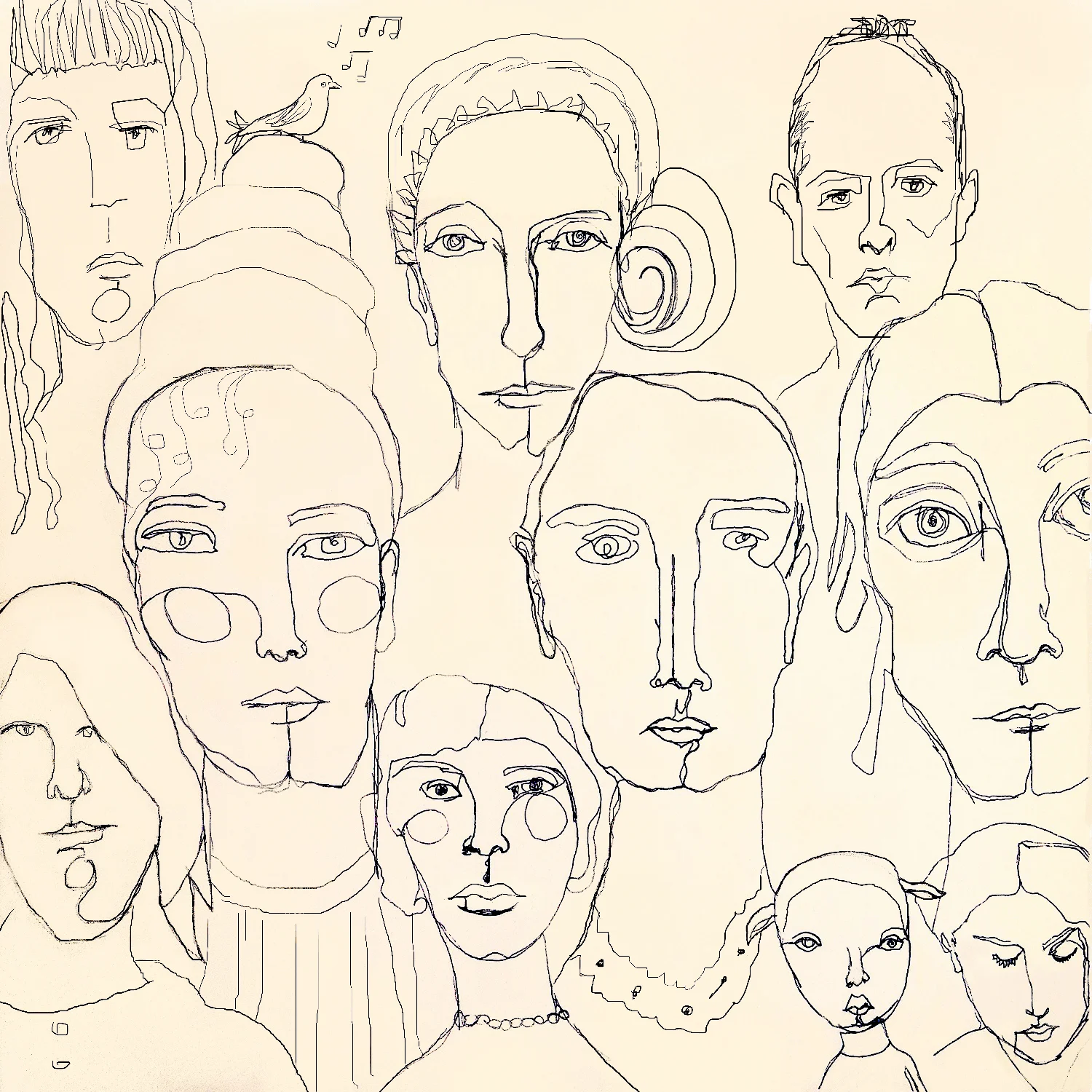 Robin Laws - ink one-line drawings The Team