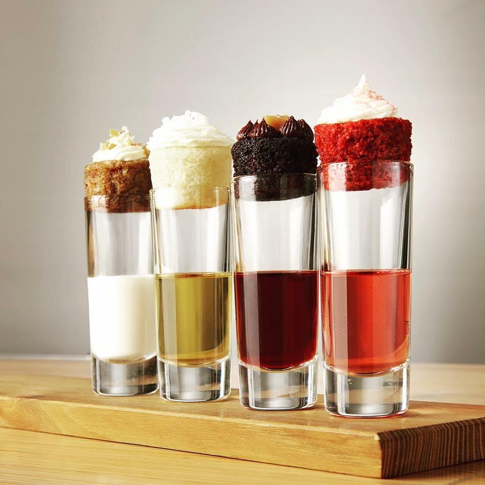 “Mini Hook-up”, a Mini cupcake paired with a “shot” of beer, wine, milk, coffee, or another beverage.