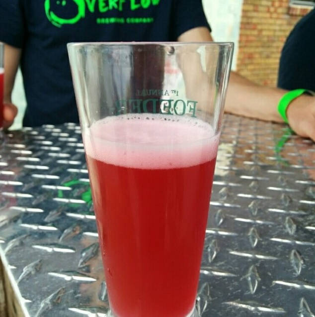 Origami Aircraft - a Berliner Weisse-style sour ale aged on herbal tea containing hibiscus, elderberries, apple pieces, and strawberries.