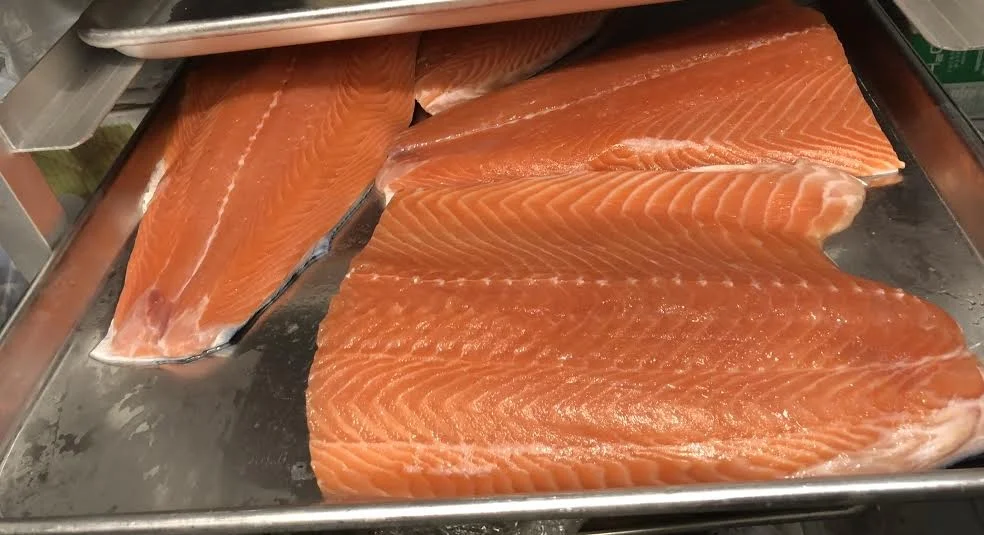 Skuna Bay Salmon after being filleted by Chef Tock