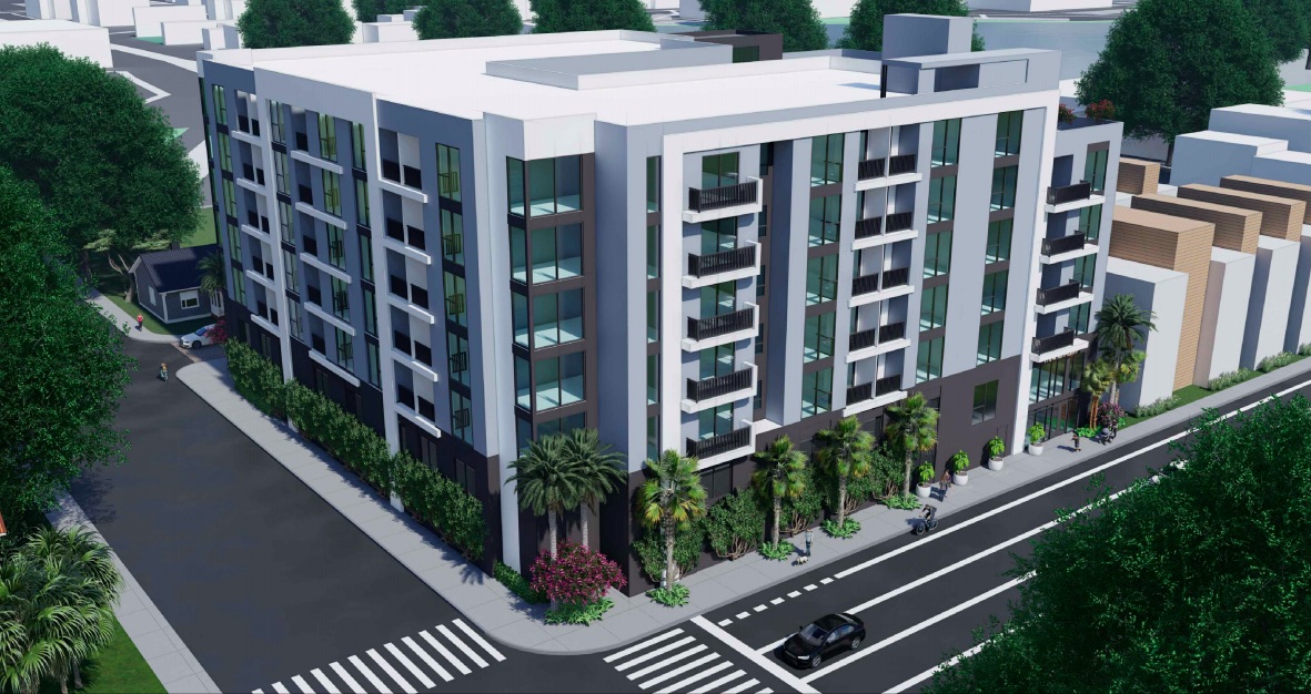 The proposed development will be 81 feet in height with 126-units in a U-shaped building which surrounds a third floor interior courtyard with a private pool and resident terrace.