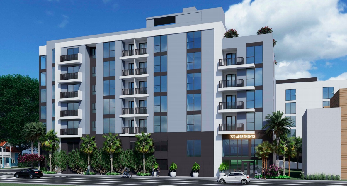 770 Apartments will feature a resident lobby which fronts 8th Street. Additionally, the building will have two floors of parking with 116 spaces.