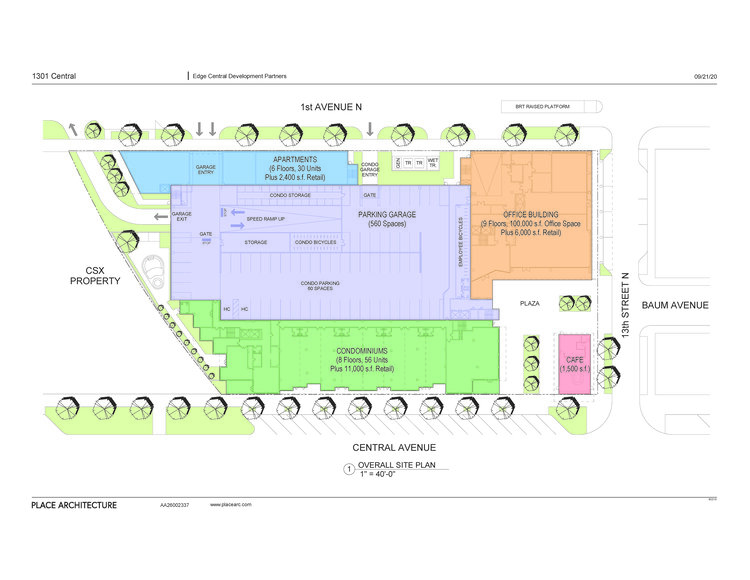 With retail on three sides of the building and a signature public plaza, the building has excellent street-level interaction.