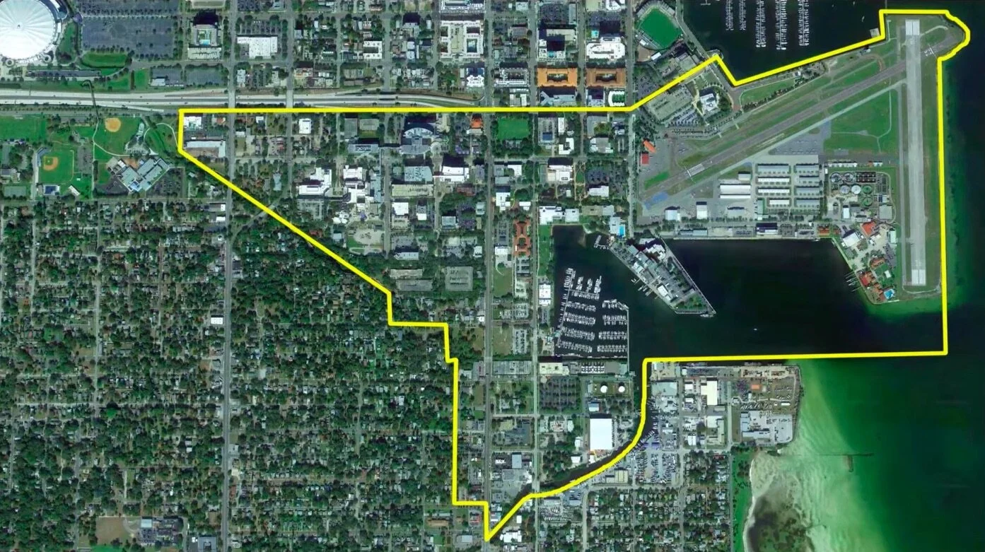he boundaries of ST. Petersburg’s Innovation District, situated just south of Downtown St. pete.