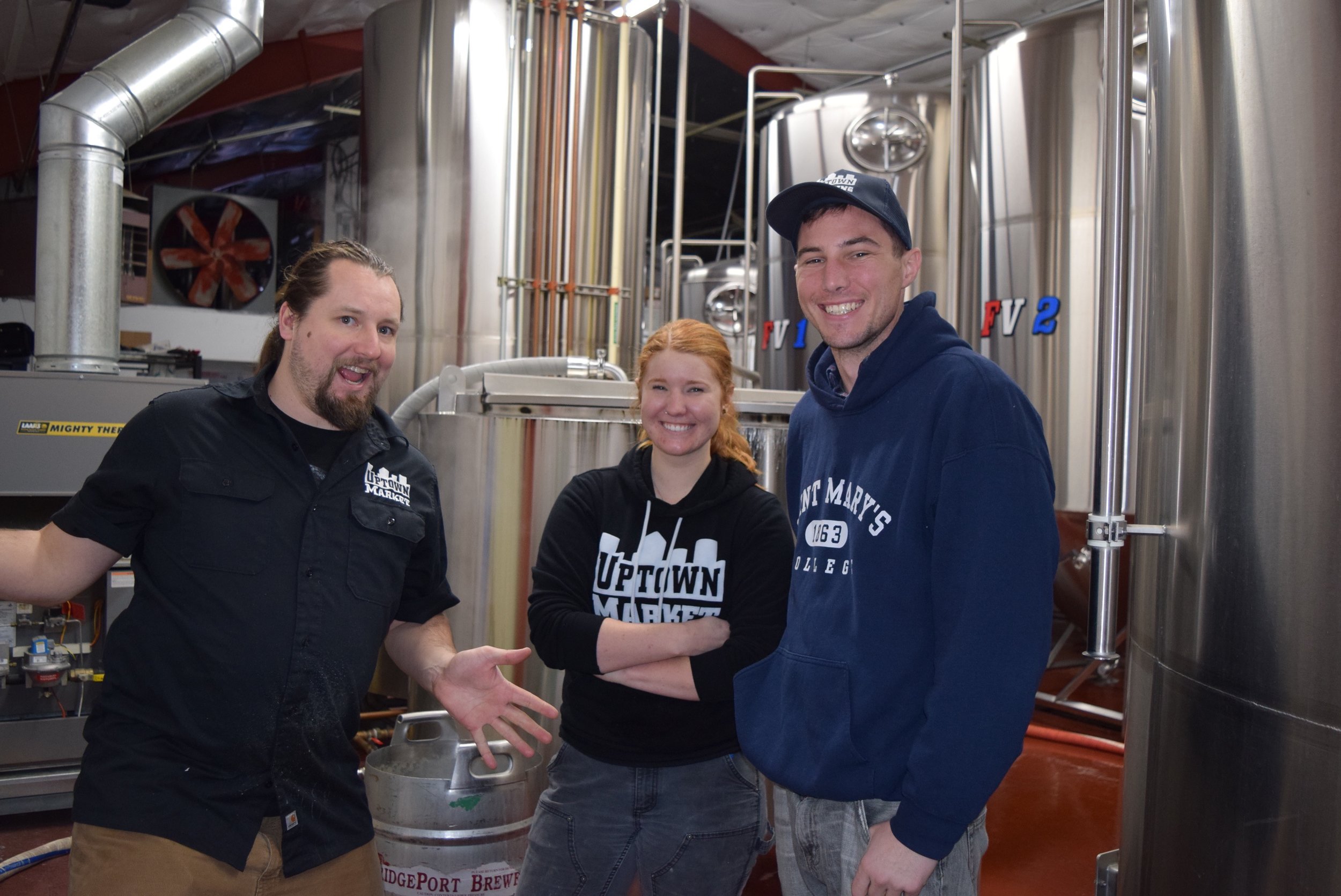  The Uptown Brewery team practicing their jazz hands at Gigantic Brewing.  Tyler, Anna and Rob. 